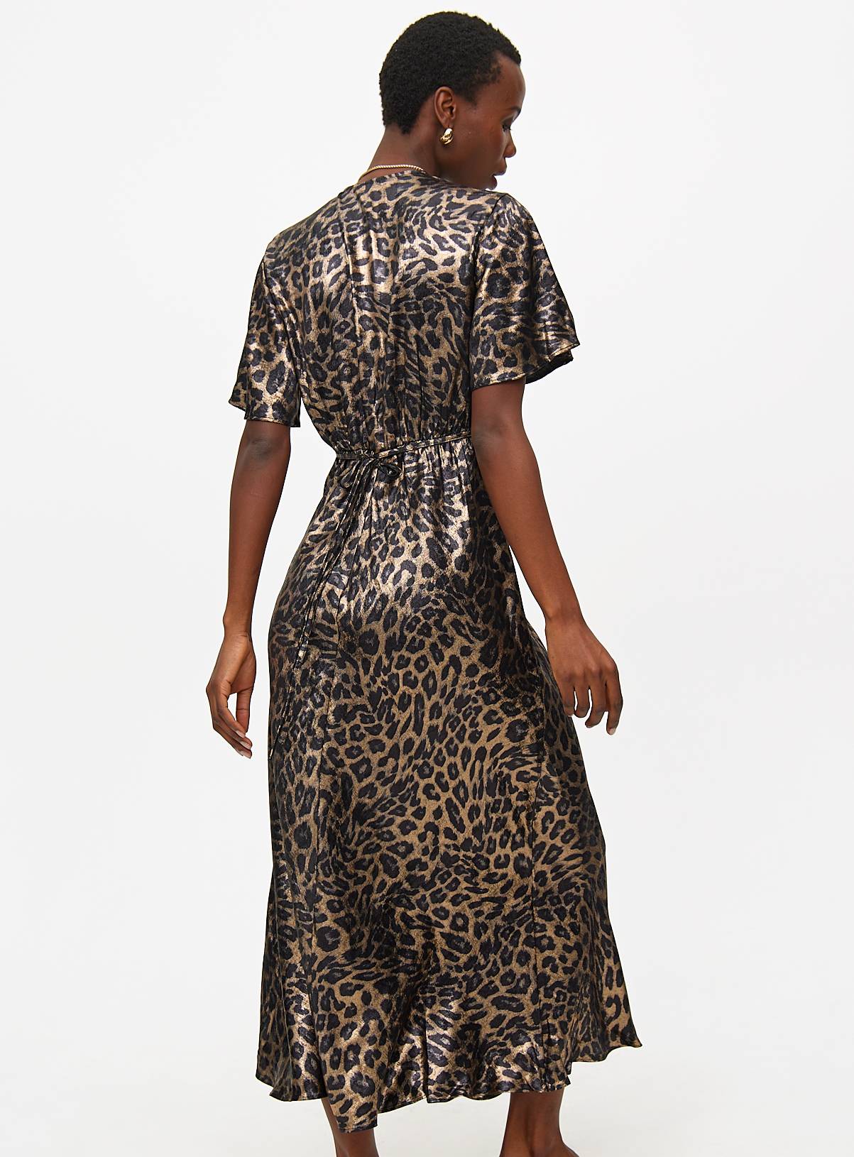 Leopard Print Satin Midaxi Tea Dress 10 - Image 4